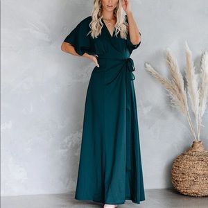 VICI AAKAA BEHATI WRAP KIMONO MAXI DRESS - DARK TEAL Size L